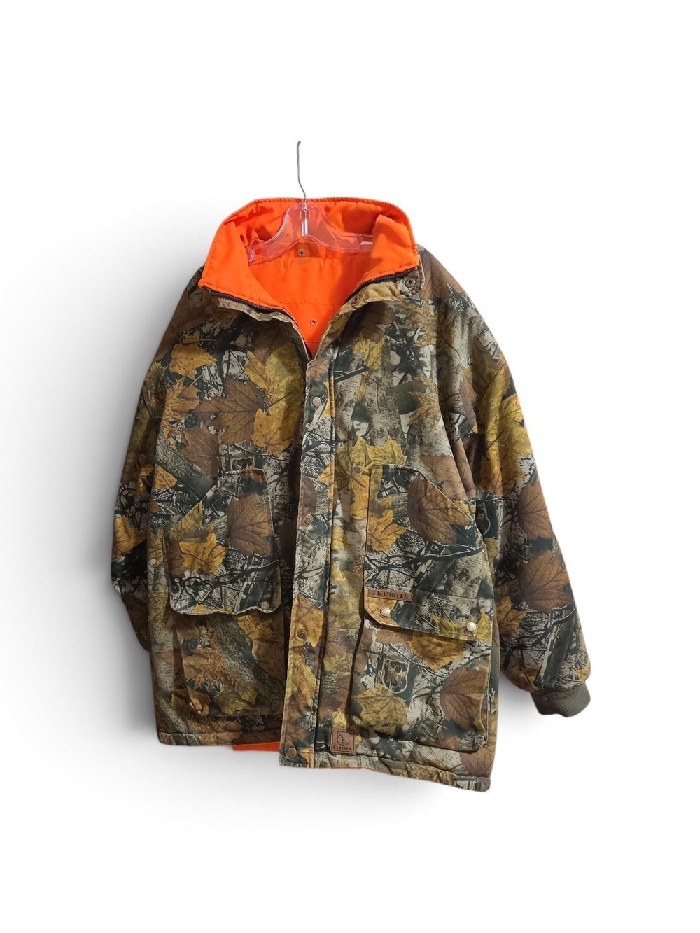 Kamotek Reversible Hunting Jacket Camo Blaze Orange Men’s Coat